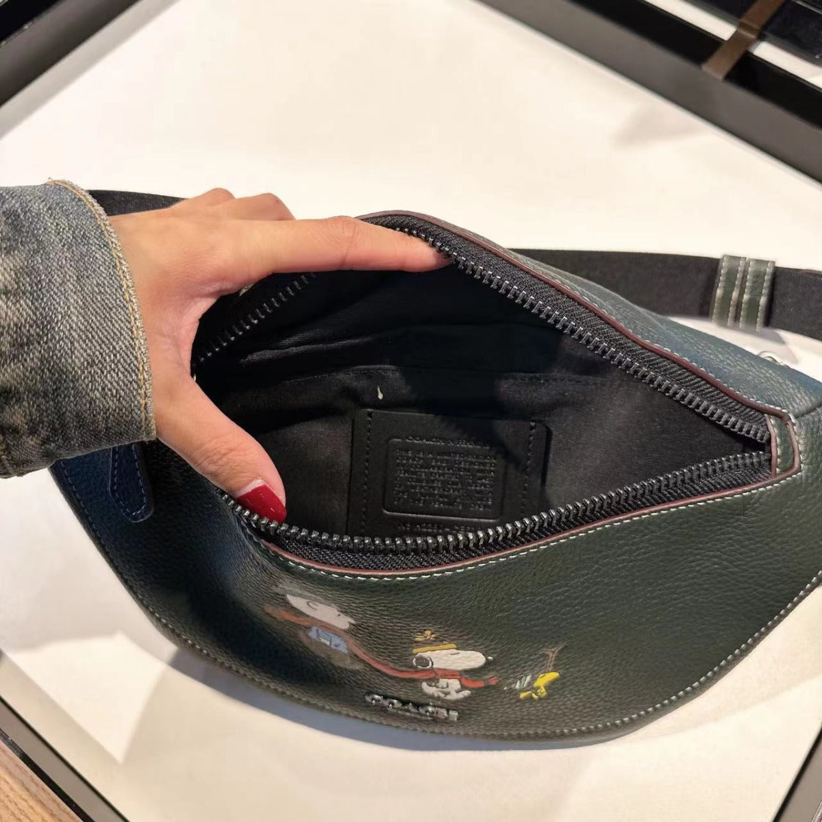 Coach CE618 Coach X Peanuts Warren Belt Bag In QB/Amazon Green Multi Coach CE618 Coach X Peanuts Warren Belt Bag In QB/Amazon Green Multi